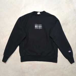 Champion Reverse Weave Sweatshirt Size MEDIUM Crewneck Black Pullover